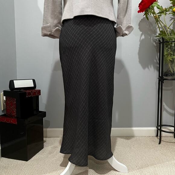 NEW Willi Smith Vintage 90s Windowpane Plaid Two Tone Longline Maxi Skirt 8 NWOT - Picture 5 of 16